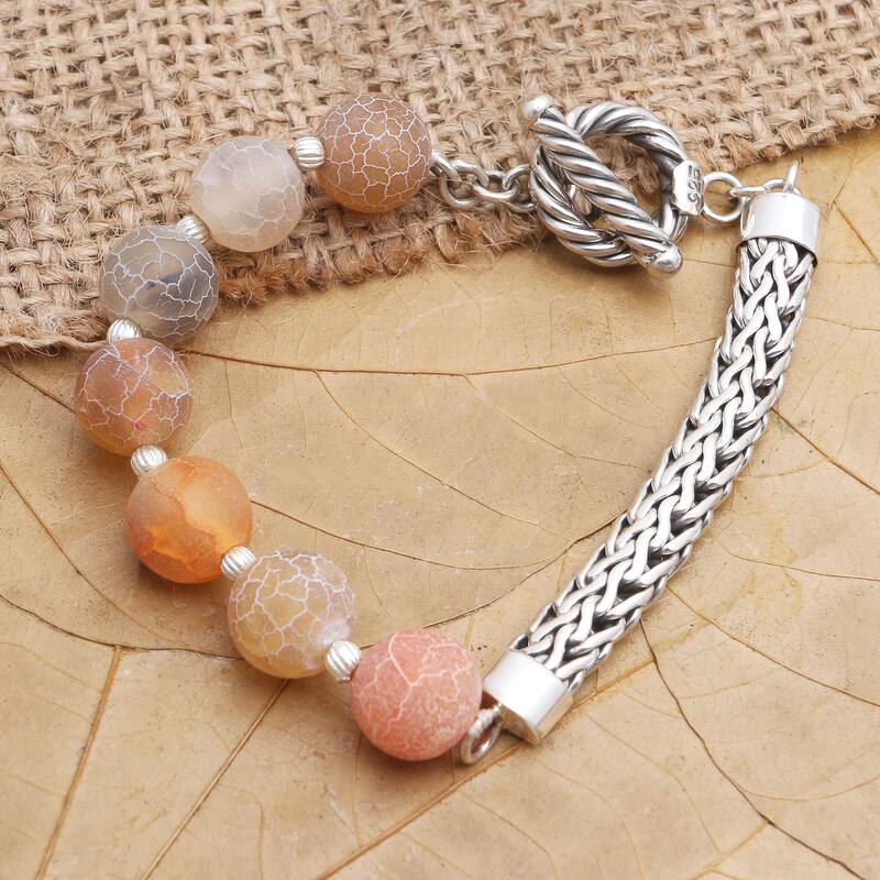 Novica Handmade Sensations Sterling Silver And Agate Bracelet