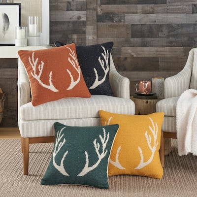 Mina Victory Life Styles Rustic Woven Antlers 18" x 18" Indoor Throw Pillow