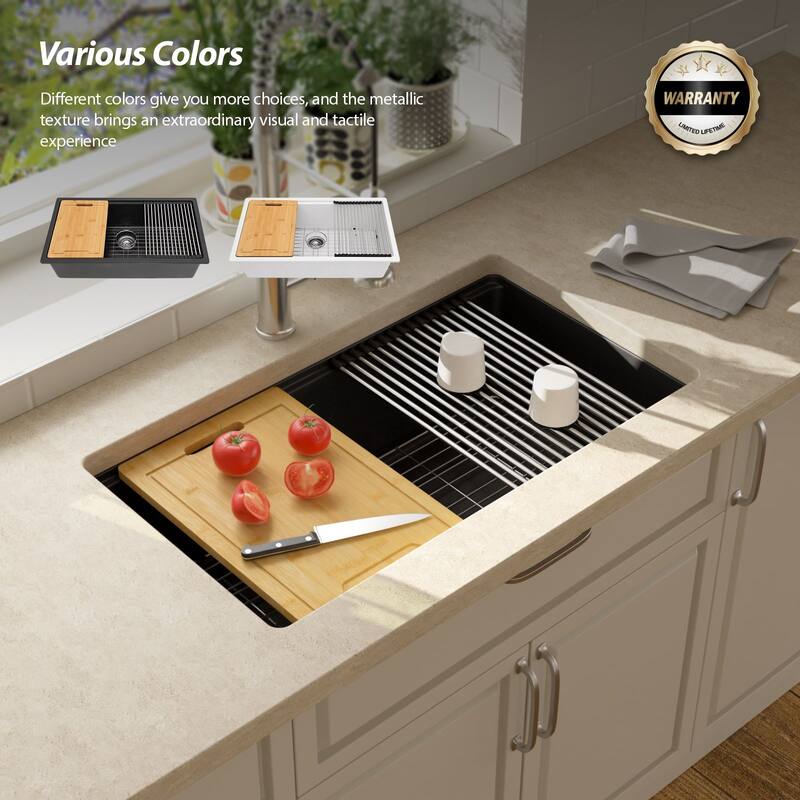 Lordear Undermount Kitchen Quartz Sink Workstation Composite Sink Solid Surface