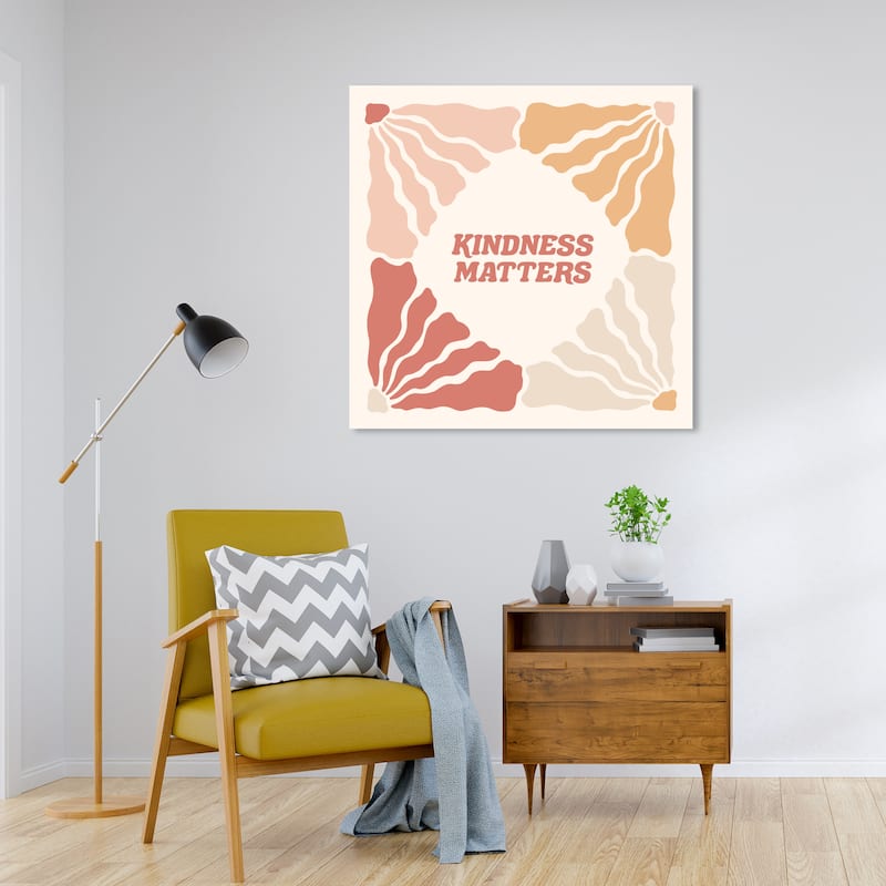 Wynwood Studio Canvas Typography and Quotes Kindness Matters Pink and Light Pink Modern & Contemporary Wall Art Canvas Print