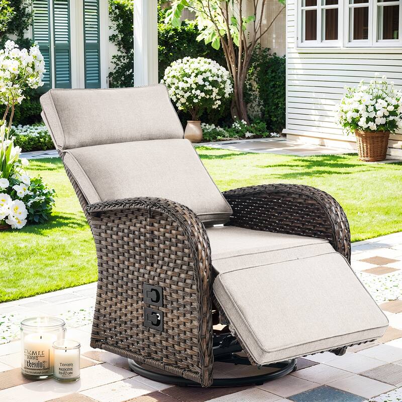 Pocassy Lounge Chair Swivel Reclining Chair with Adjustable Backrest