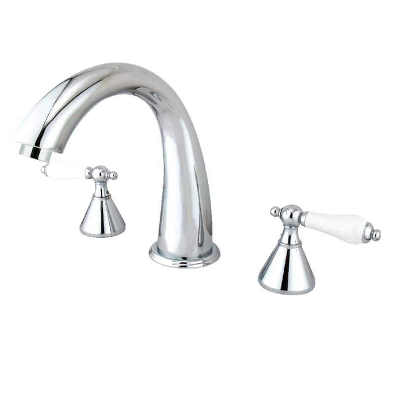 Kingston Brass Naples Widespread Deck Mounted Roman Tub Filler with - Polished Chrome