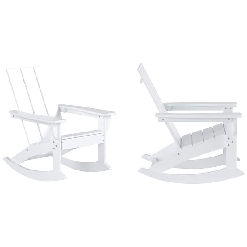 Shoreside Modern Eco-Friendly All Weather Poly Adirondack Rocking Chairs (Set of 2)