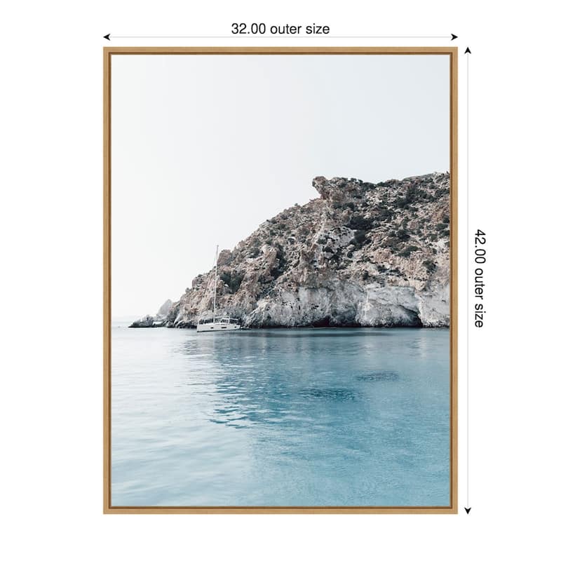Sculptured Shoreline Milos by Bella Eve Framed Canvas Wall Art Print - Sylvie Natural - 32 x 42 in