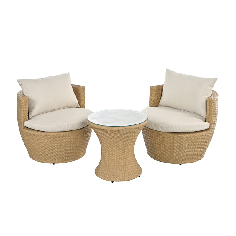 Kono 3-piece Wicker Chat Set by Christopher Knight Home - Light Brown
