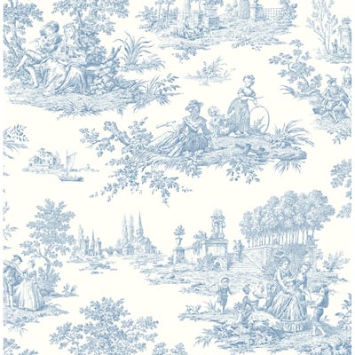 Seabrook Designs Chateau Toile Prepasted Wallpaper