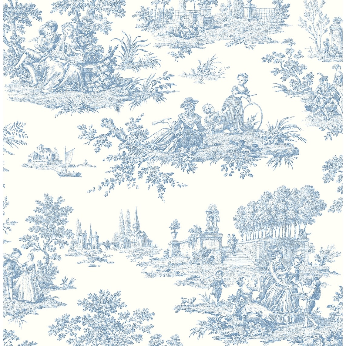 Seabrook Designs Chateau Toile Prepasted Wallpaper