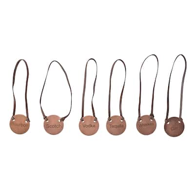 Buffalo Leather Engraved Metal Bottle Tags - 1.5"L x 1.5"W x 0.3"H - Copper - 1.5"L x 1.5"W x 0.3"H