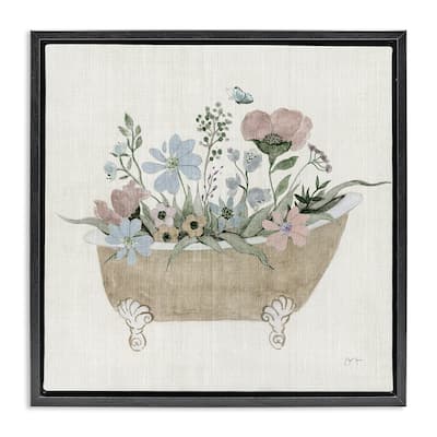 Stupell Rustic Botanicals in Tub Framed Floater Canvas Wall Art Design By Janet Tava