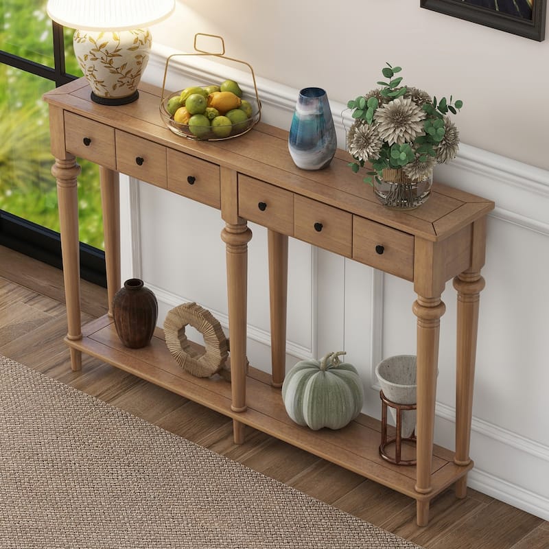 Entryway Table with 4 Drawers(Old Pine)