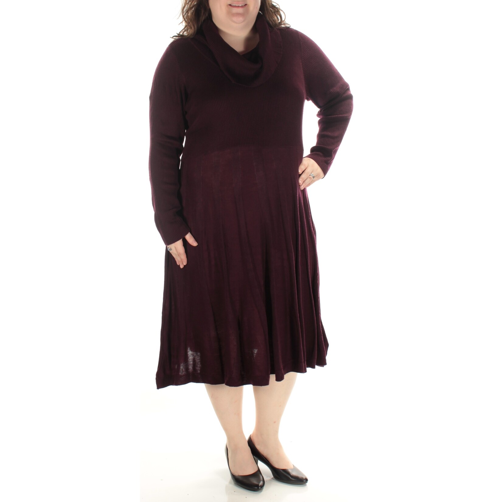 plus size burgundy sweater dress