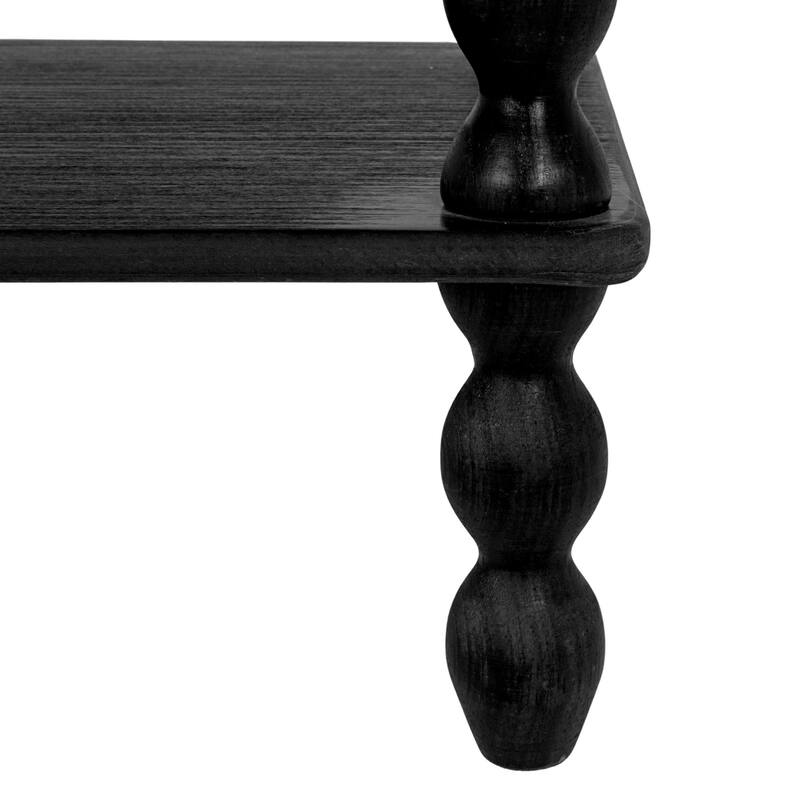 4-Tier Asymmetrical Wood Spindle-Leg Display Shelf Unit - 35.0"L x 13.38"W x 39.63"H