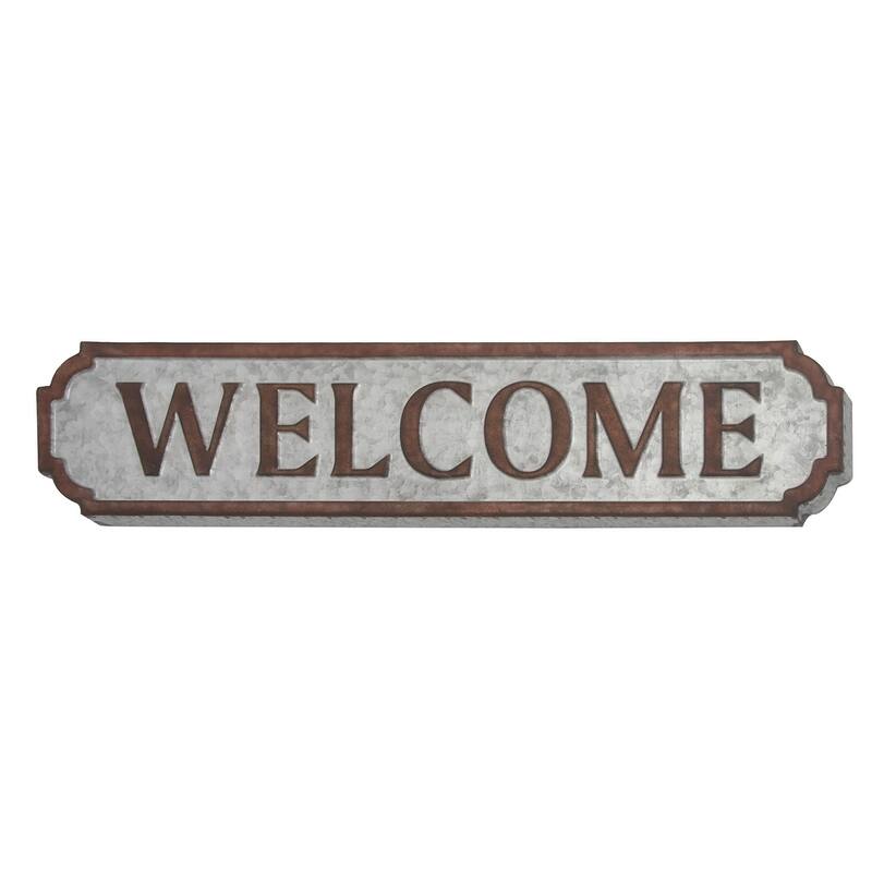 Brown Metal Welcome Sign Home Wall Decor