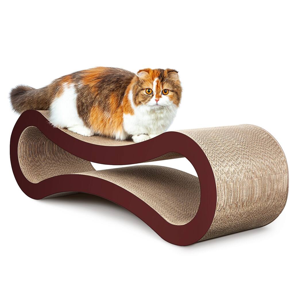 33.86 in. W x 10.4 in. H Curved Brown Cat Scratcher Cardboard