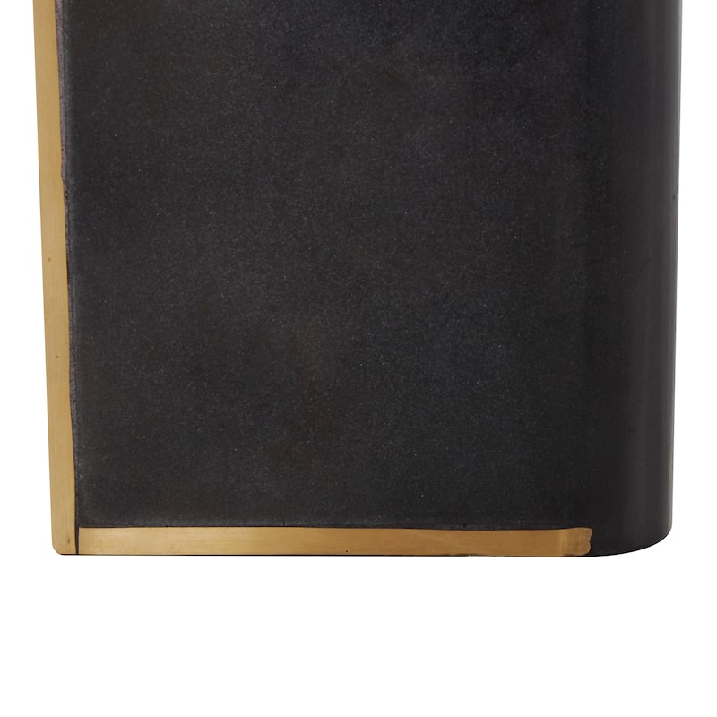 Black Marble Curved Rectangular Decorative Bookends with Gold Accents (Set of 2)