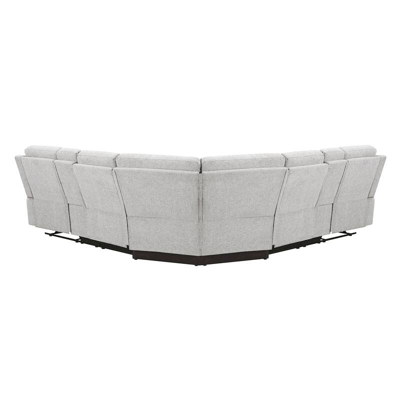 3 Piece Burlap-Like-Fabric Reclining Sectional Set with Console
