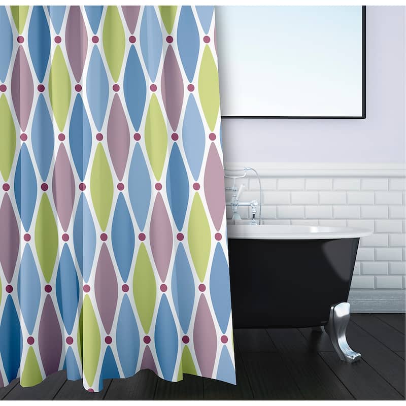 71 x 74-inch Wavy Splash Geometric Print Shower Curtain