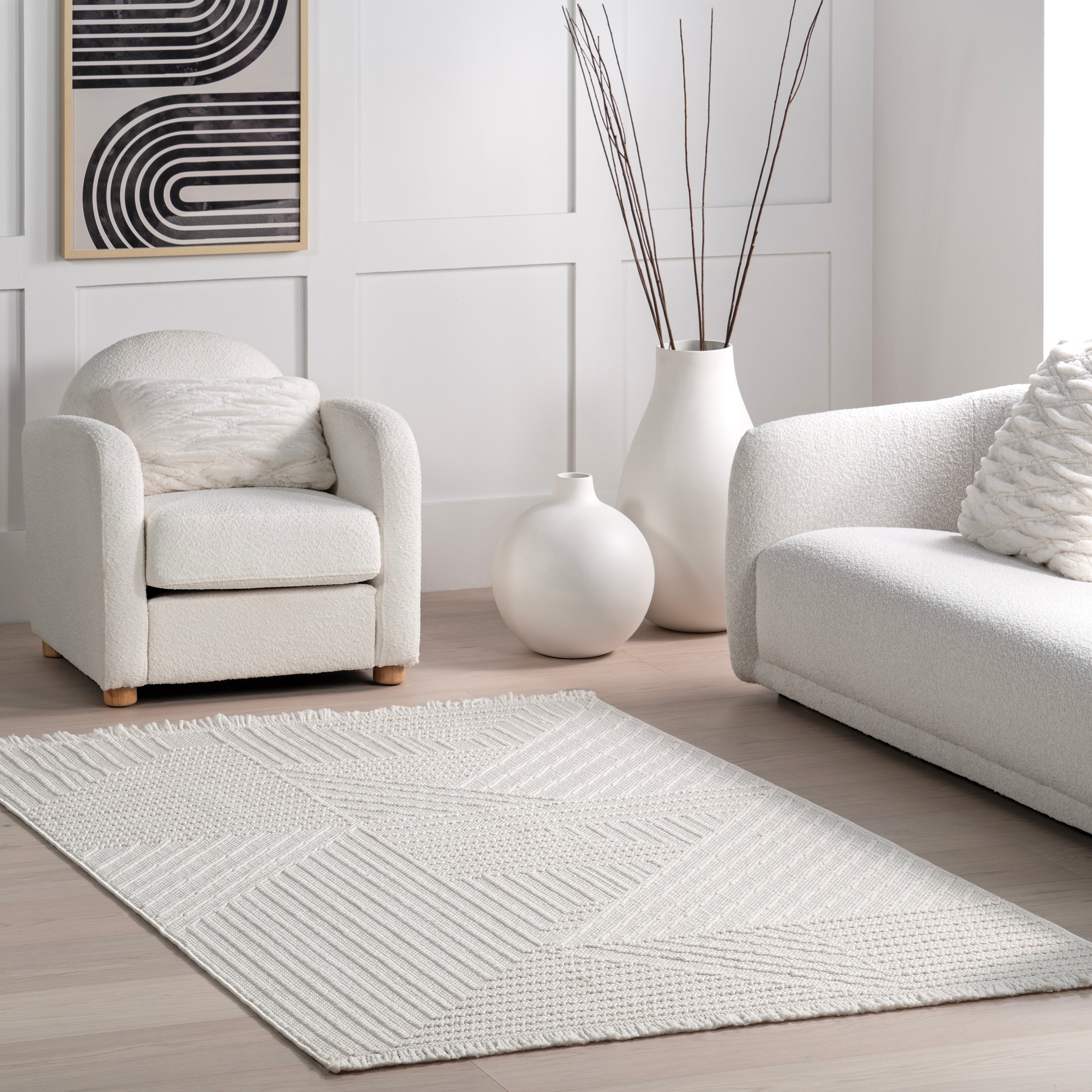 Nuloom Makena Modern Geometric High-Low Area Rug
