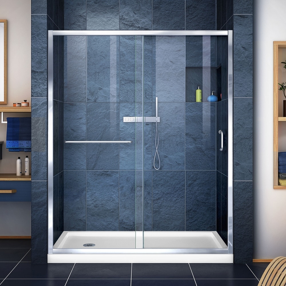 DreamLine Infinity-Z 30 in. D x 60 in. W x 74 3/4 in. H Sliding Shower Door and Shower Base Kit
