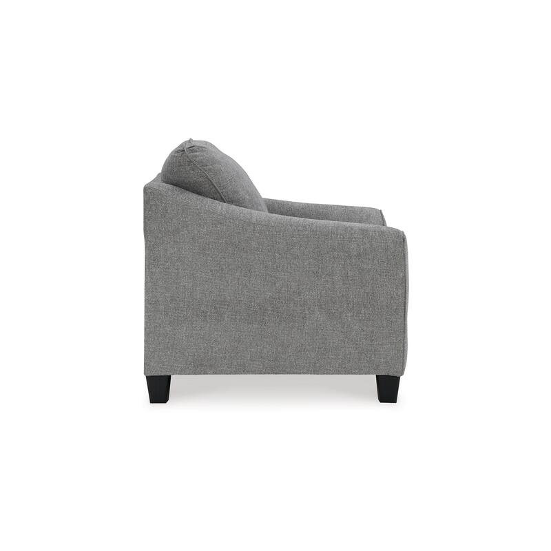 Onia Oversized Accent Chair, Black Faux Wood, Smoke Gray Polyester