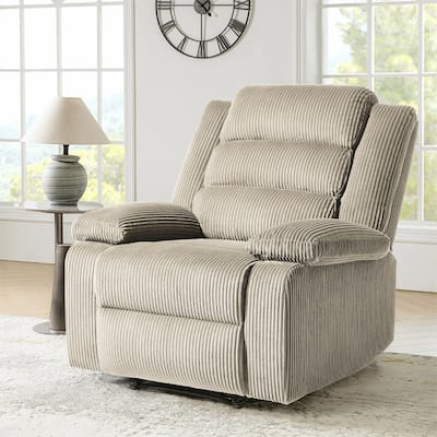 Classic Corduroy Upholstered Push Back Manual Recliner Chair