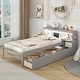 preview thumbnail 1 of 16, Twin Size Bed Frame with LED Light and Bookcase Headboard Grey