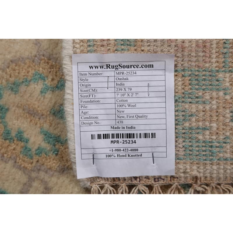 Oushak Oriental Runner Rug Handmade Wool Carpet - 2'7" x 7'10"