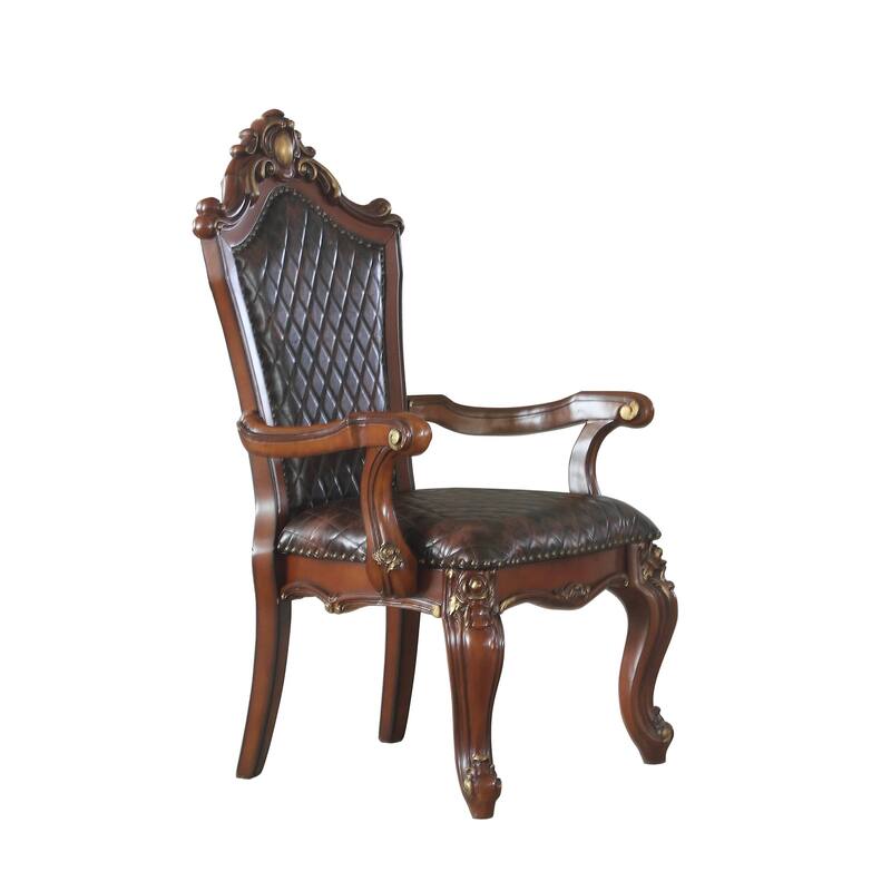 Black and Honey Oak Tufted Arm Chair (Set of 2)