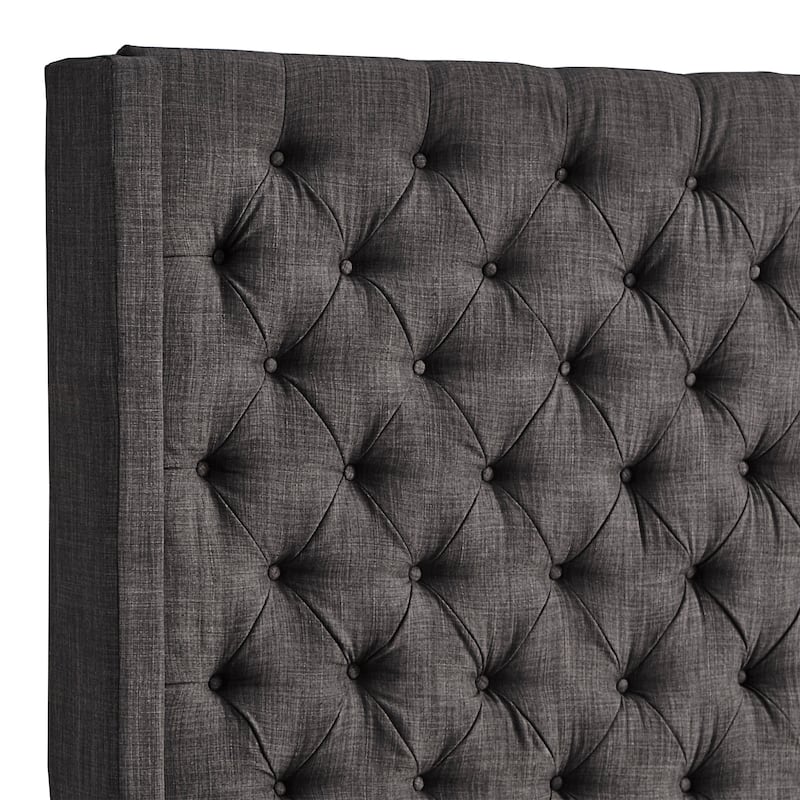 Detmold Wingback Button Tufted Linen Fabric Headboard