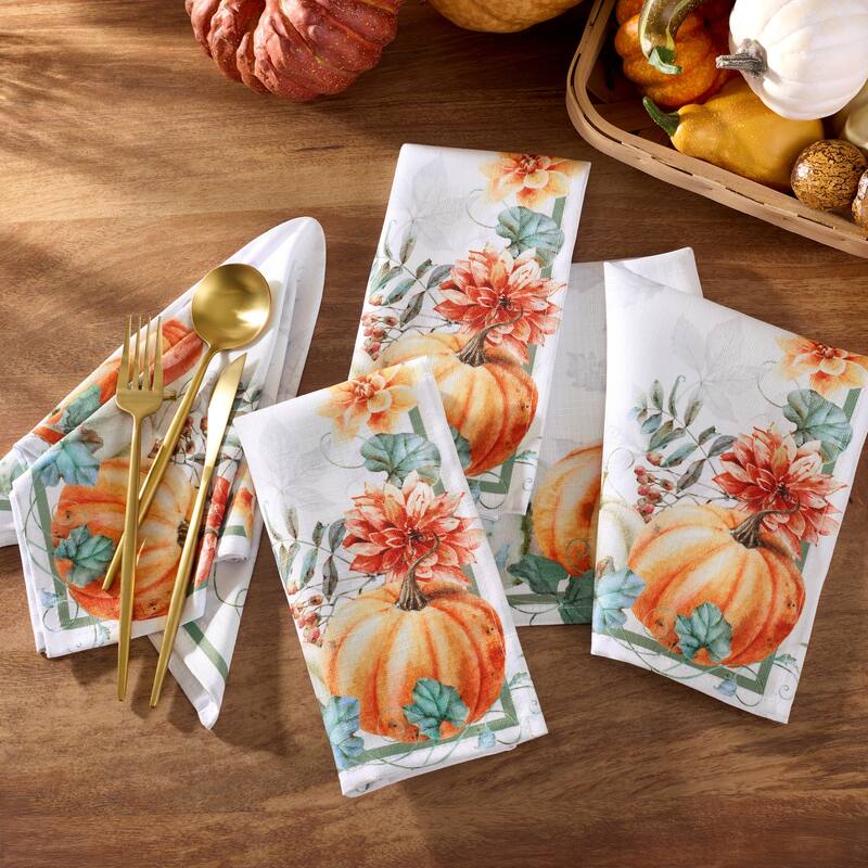 Pumpkin Harvest Vine Napkins, Set of 4 - 17x17