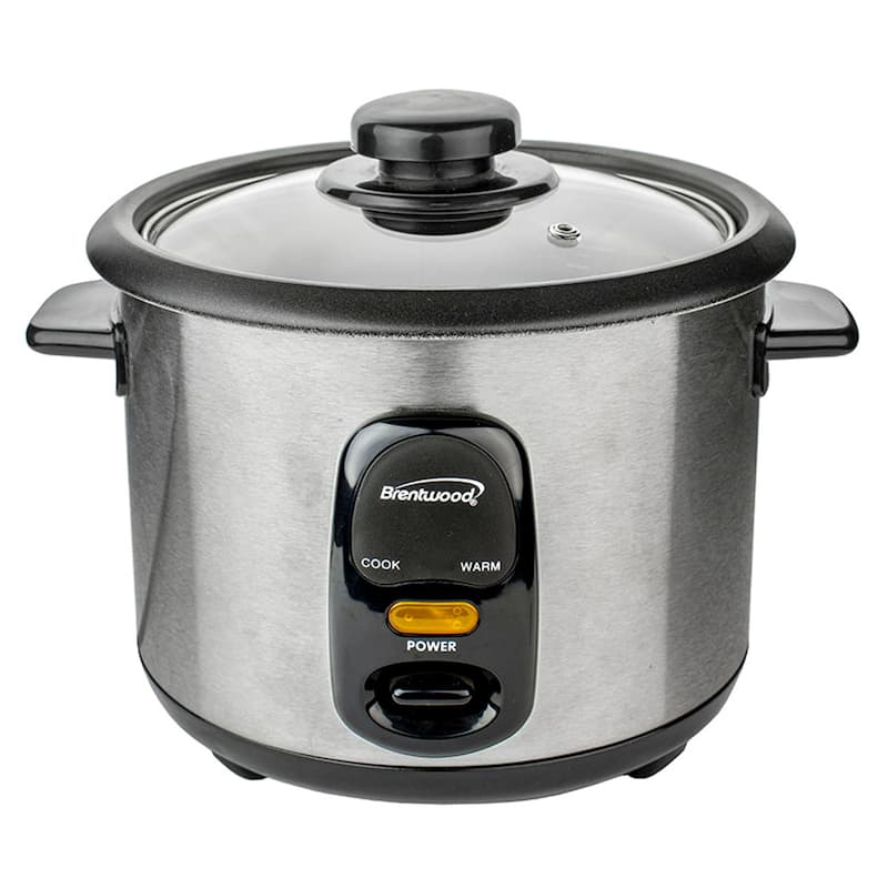 8 Cup Nonstick Rice Cooker with Steamer - Silver