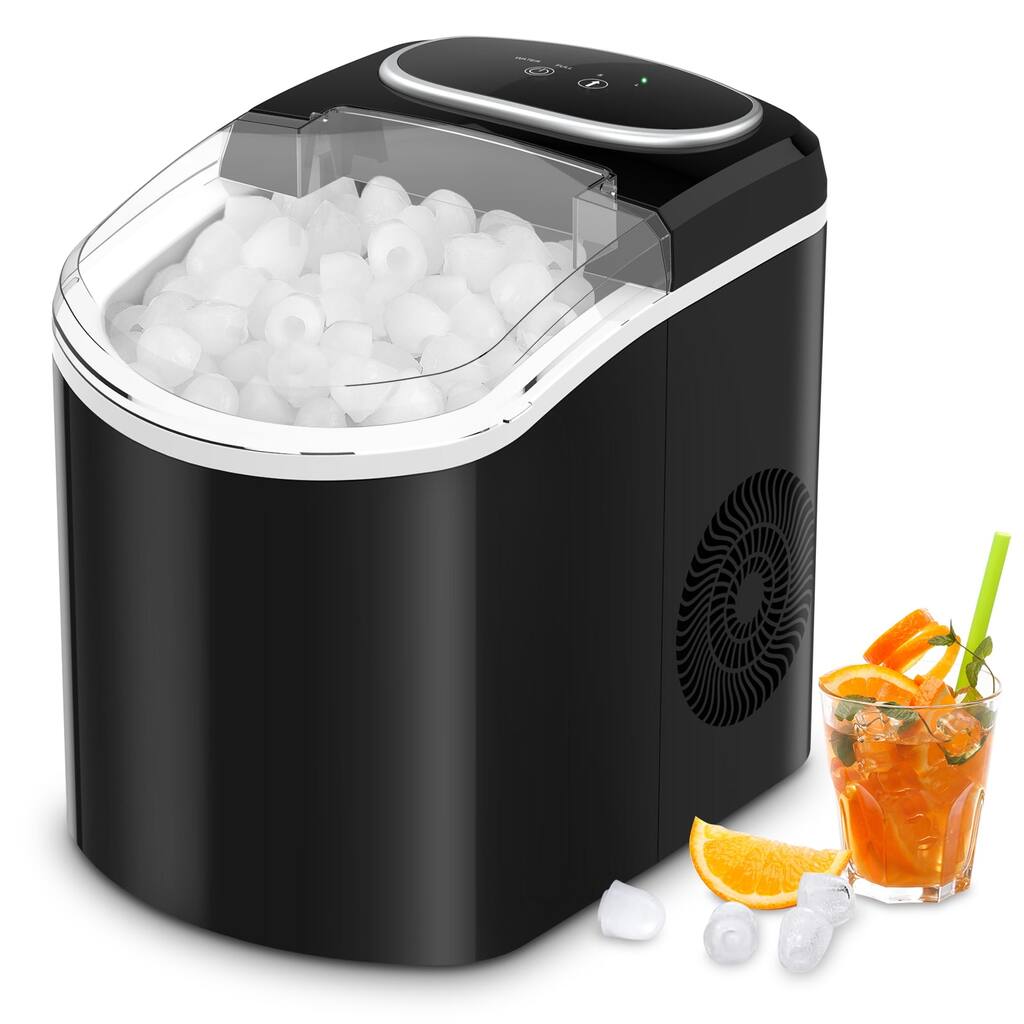 LifePlus Portable Ice Maker in Stainless Steel with Ice Basket 26.45 lbs./24-Hour Black