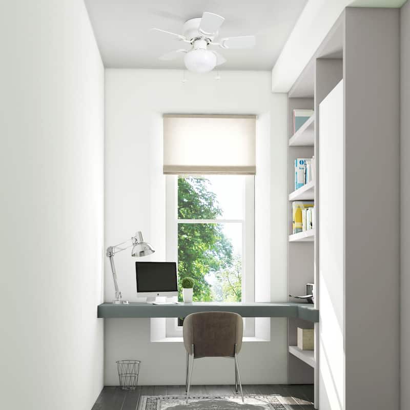28" Prominence Home Hero White LED Indoor Ceiling Fan with Pull Chain