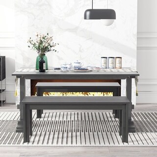 5-Piece Retro Functional Dining Set with 1 Extendable Dining Table and ...