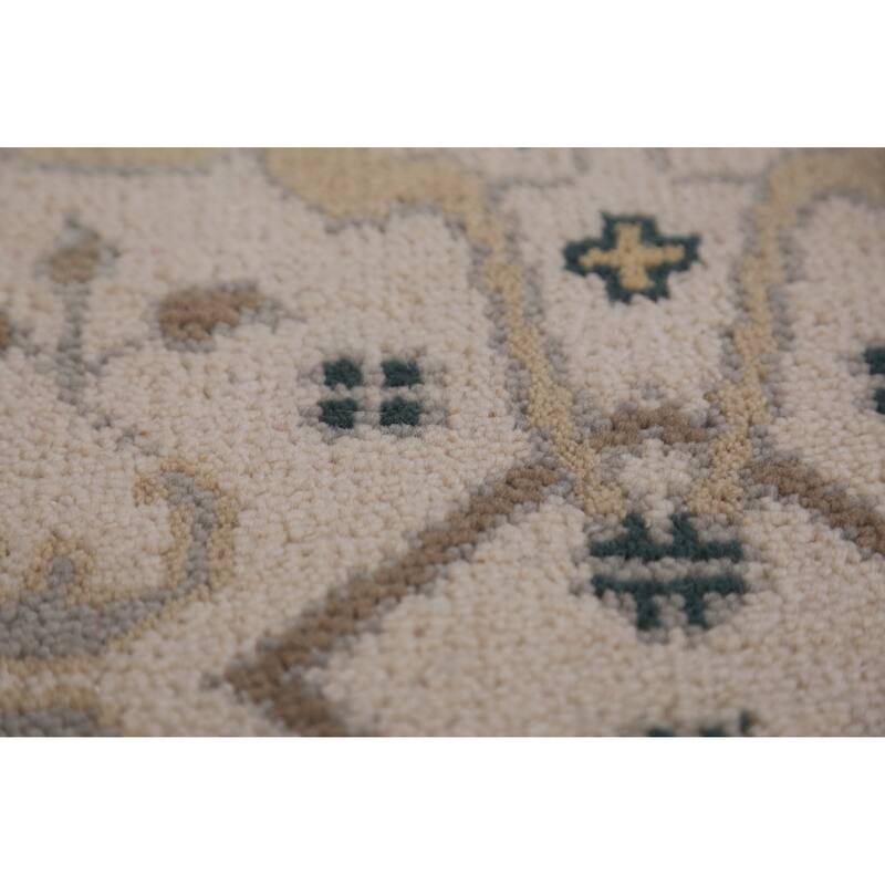 All-Over Oushak Oriental Runner Rug Hand-Knotted Wool Carpet - 2'7"x 7'10"