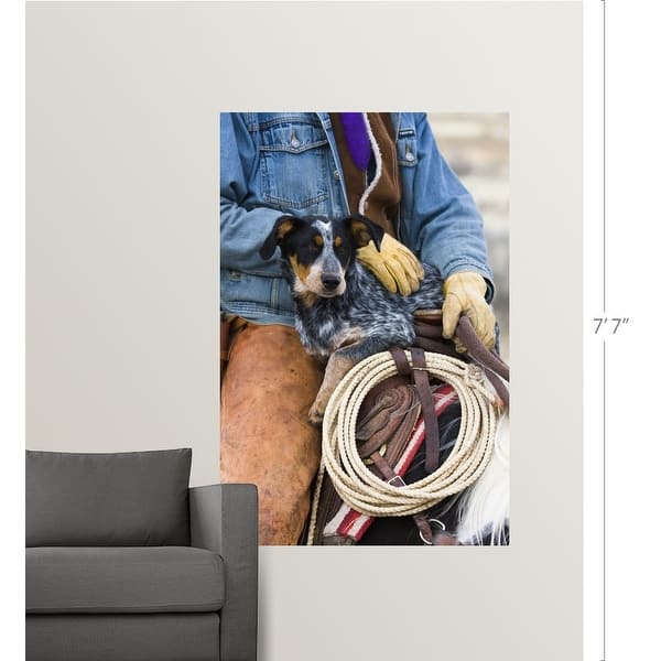 Shop Cowboy Sitting On A Horse Holding His Blue Heeler Dog