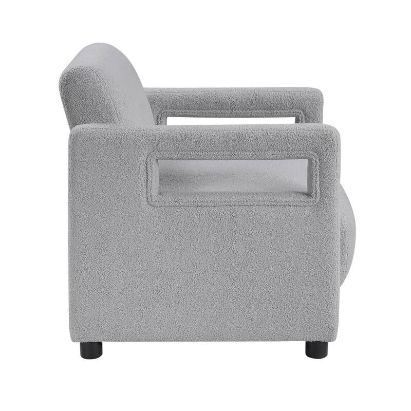 June 30" Boucle Fabric Accent Chair - Attached Cushions