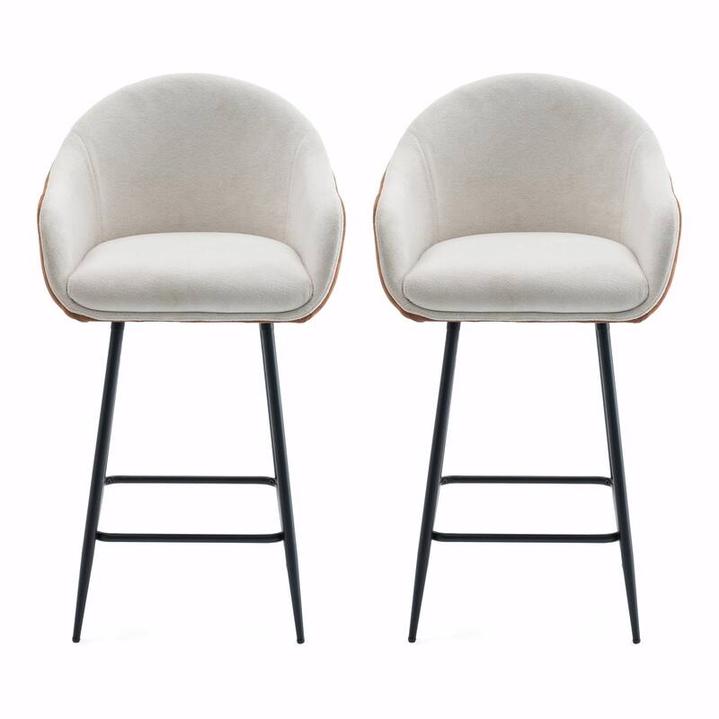 26.5" Modern-Style Counter Bar Stools, Upholstered with Durable Metal Legs