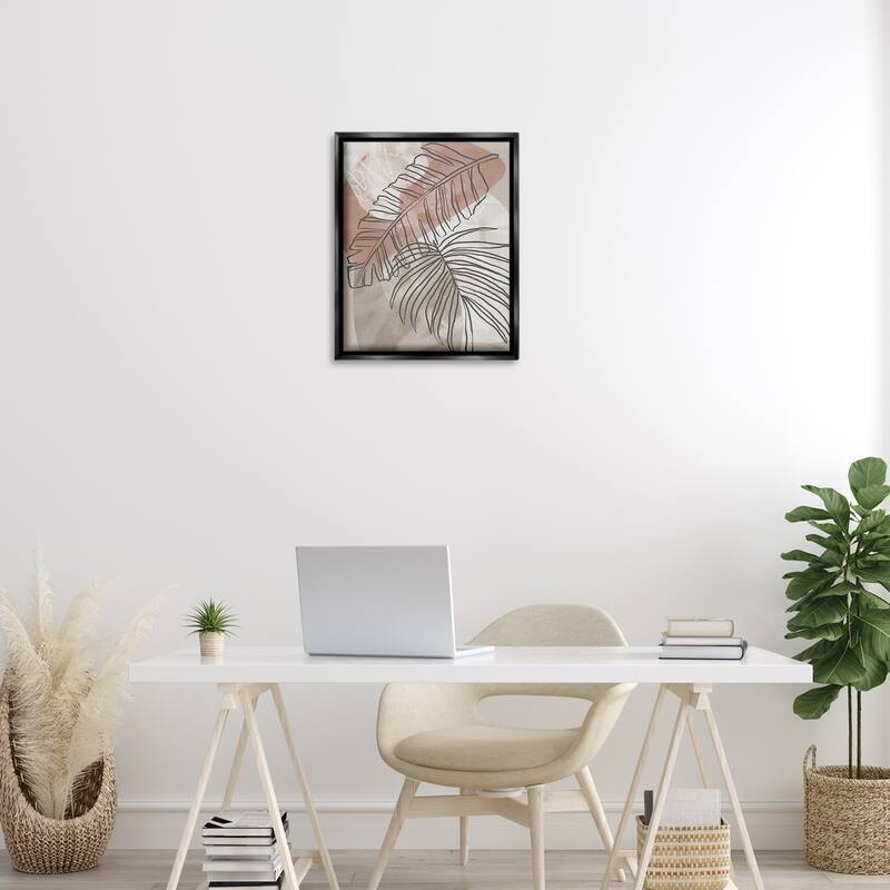 Stupell Tropical Earth Tone Leaves Framed Floater Canvas Wall Art Design By Cat Thurman Designs