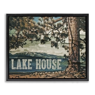 Stupell Rustic Lake House View Framed Floater Canvas Wall Art Design By ...