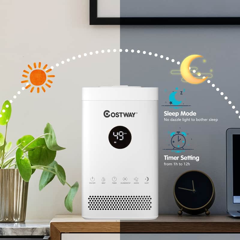 Costway 3.5L Quiet Top Fill Air Humidifier w/ 3-Level Mist Timer Sleep