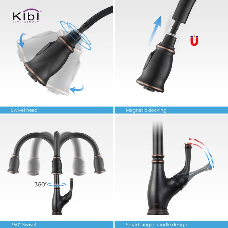 Summit Single Handle Pull Down Kitchen Sink Faucet with Soap Dispenser