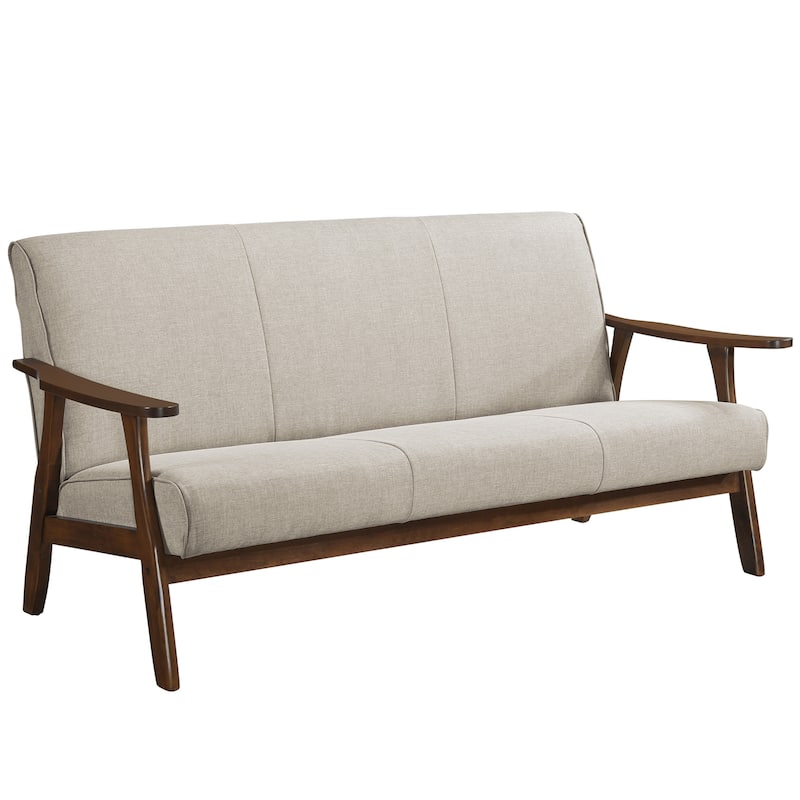 CraftPorch Wenge Wood Mid-Century Modern Linen Sofa