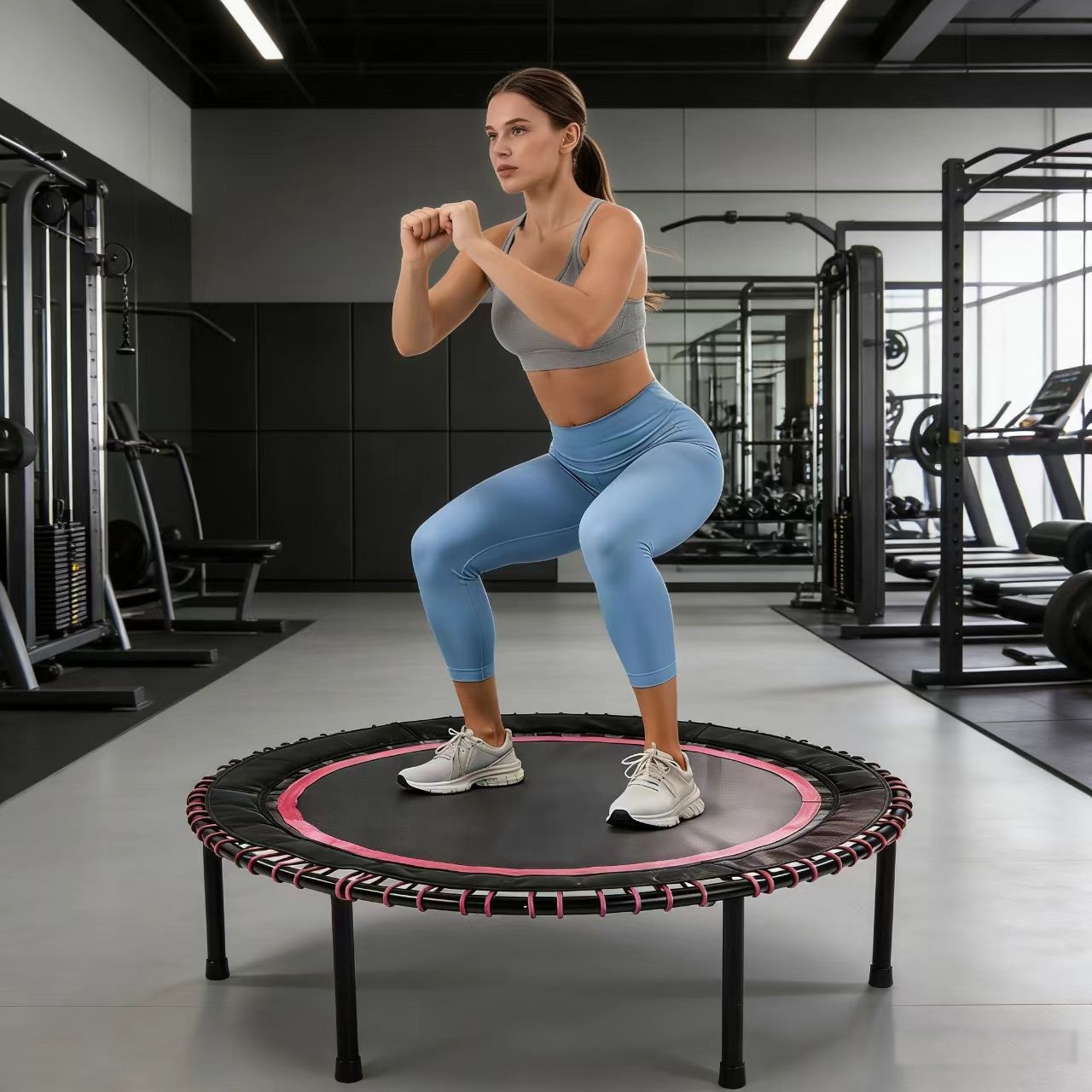 48"Springless Mini Fitness Trampoline, Exercise Rebounder for Quieter and Safer Workouts, Loading 450lbs, GYM Jumping Trainer