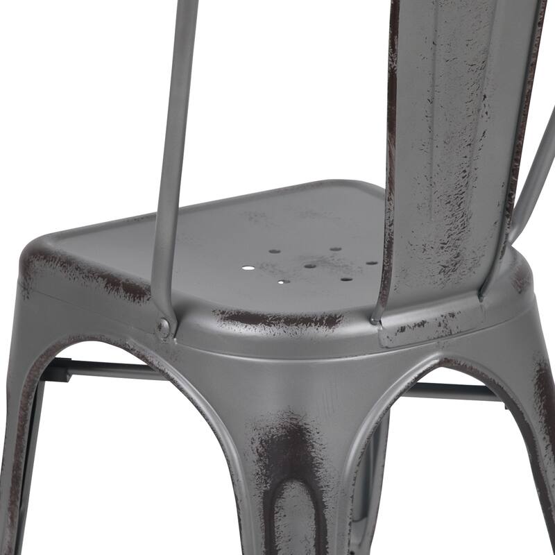 Distressed Metal Indoor/ Outdoor Stackable Chair