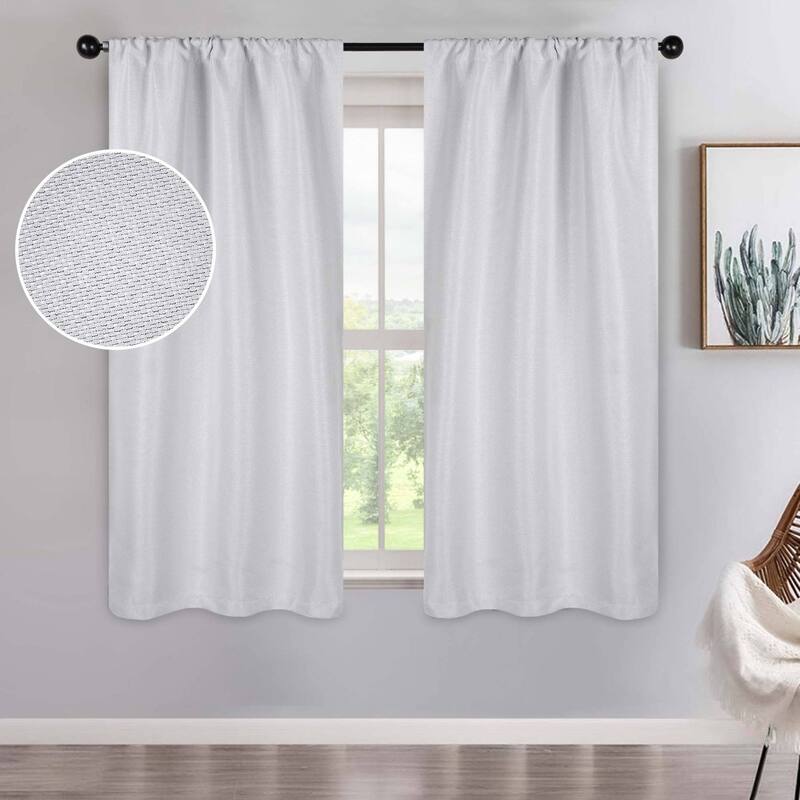 Superior Jaxon Washable Room Darkening Curtains, Set of 2 Panels - 26" x 63" - Platinum