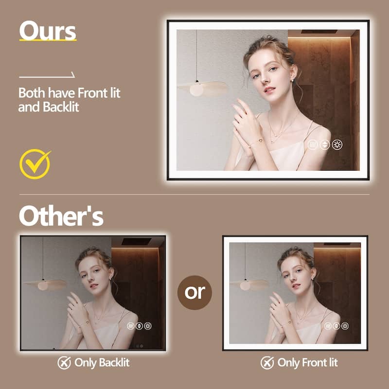 24x32 Inch Frameless LED Bathroom Mirror,Smart Mirror