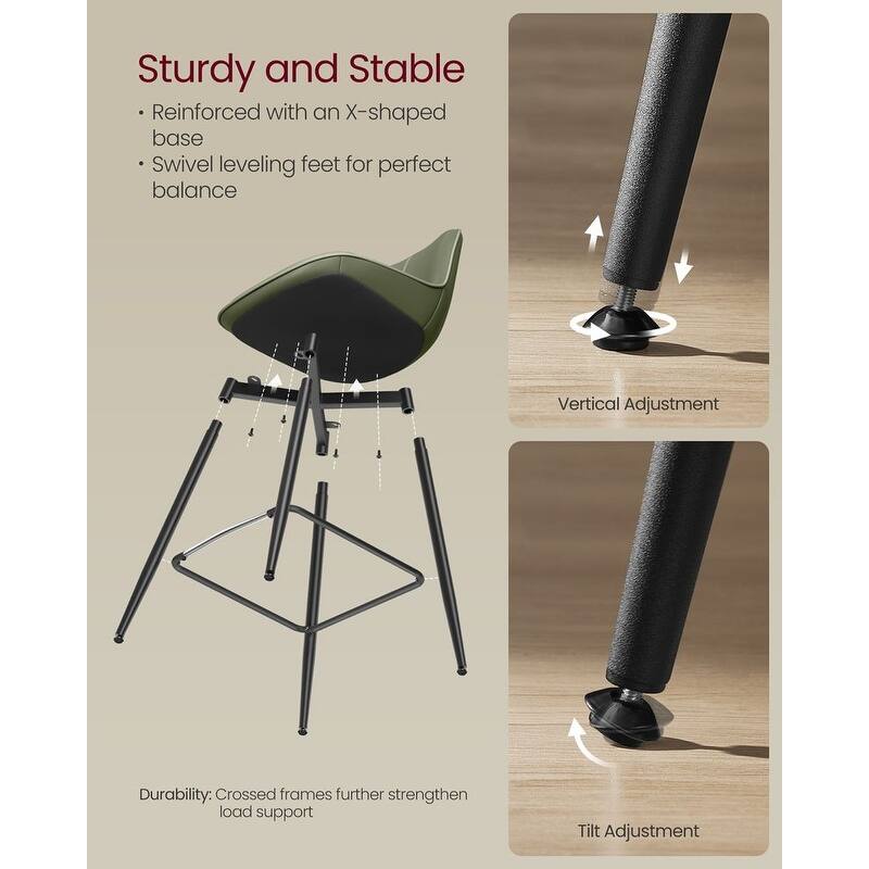 Contemporary Set of 2 Bar Stools - Stylish Seating Solution for Home