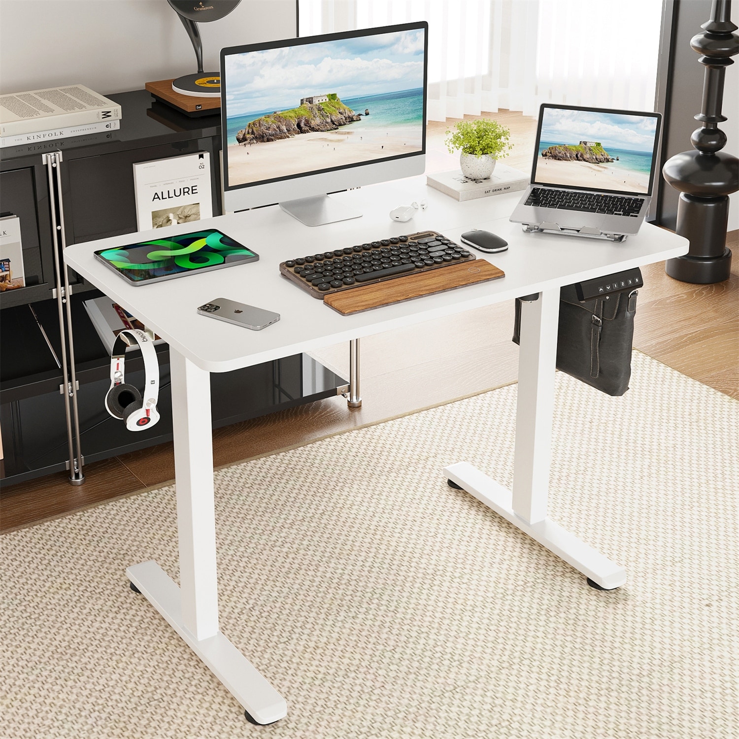 Electric Standing Adjustable Height Sit Stand Home Office Desk w/ Splice Board