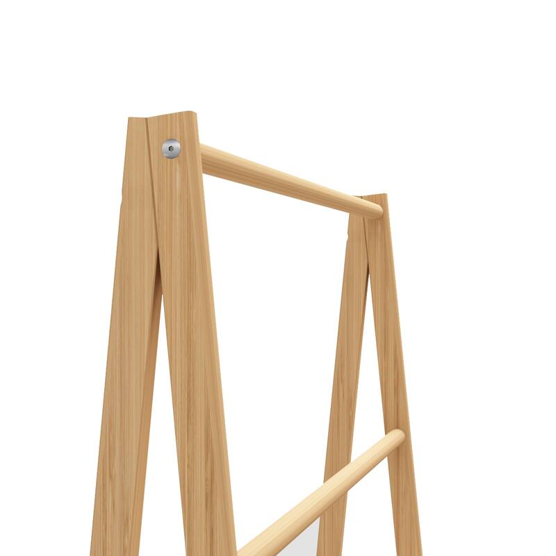 Bamboo Ladder Towel Rack with Storage Shelf Entryway Bench with Coat Rack Stand and Shoe Rack